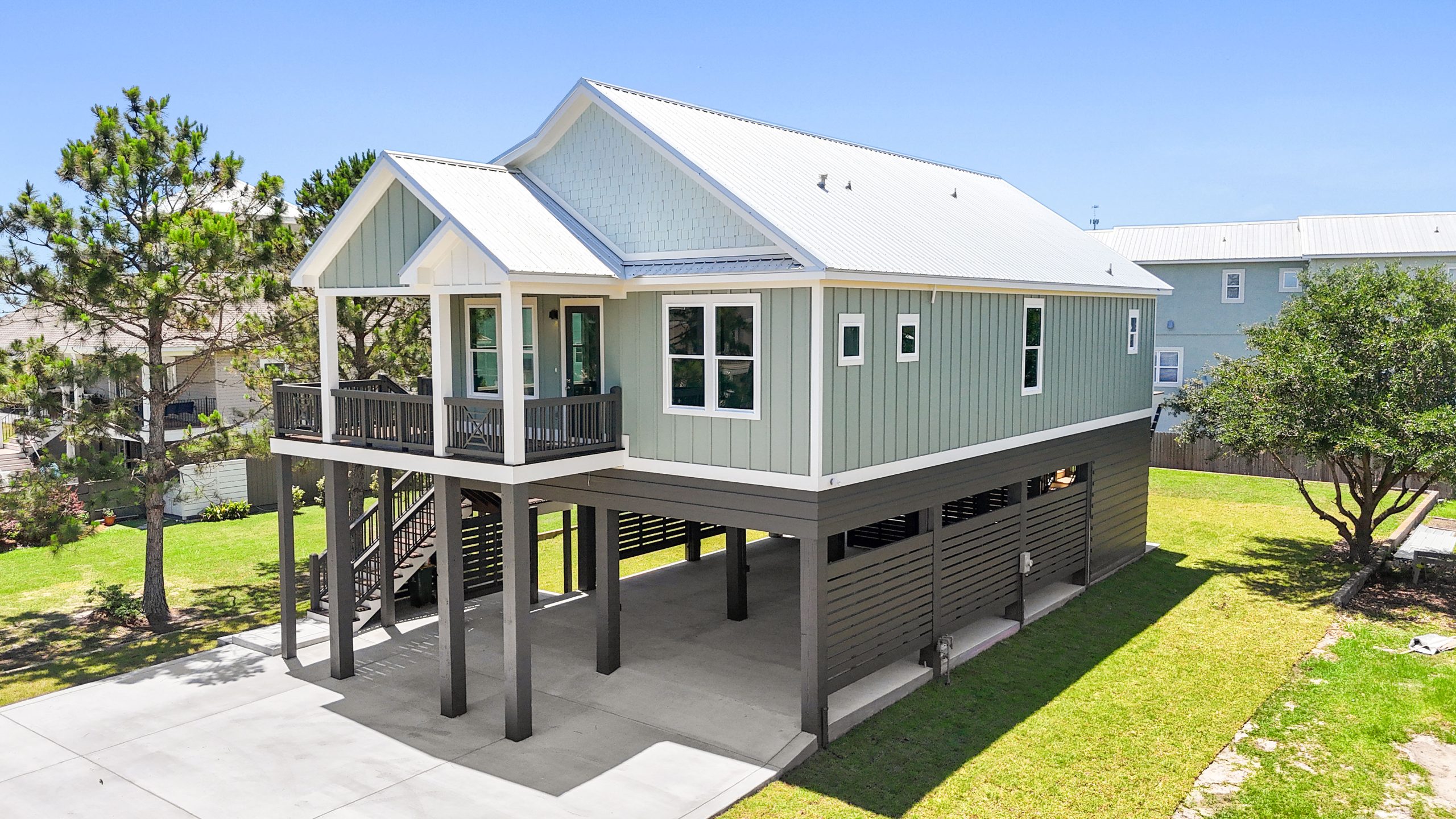 Elevated coastal cottage built by Full Armour Homes on the Mississippi Gulf Coast